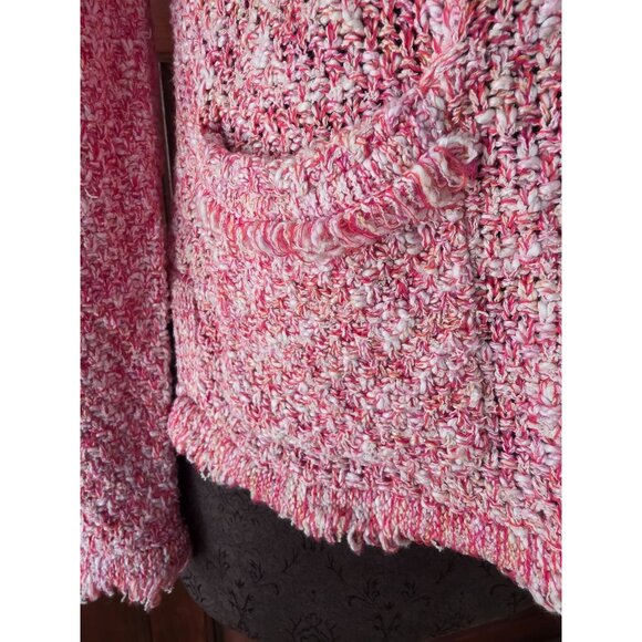J.Crew Womens Open-Front Cardigan Sweater Pink & White Boucle Knit Size S - Picture 2 of 8